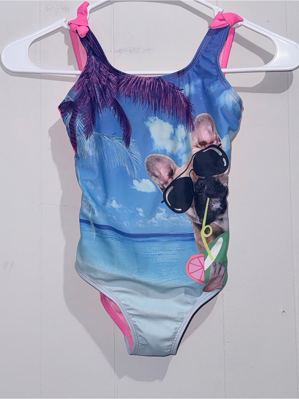 Limited Too Girls One-Piece French Bulldog Swimsuit Size 6X